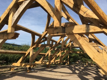 Oak frame building Double Hammer Beam Hall